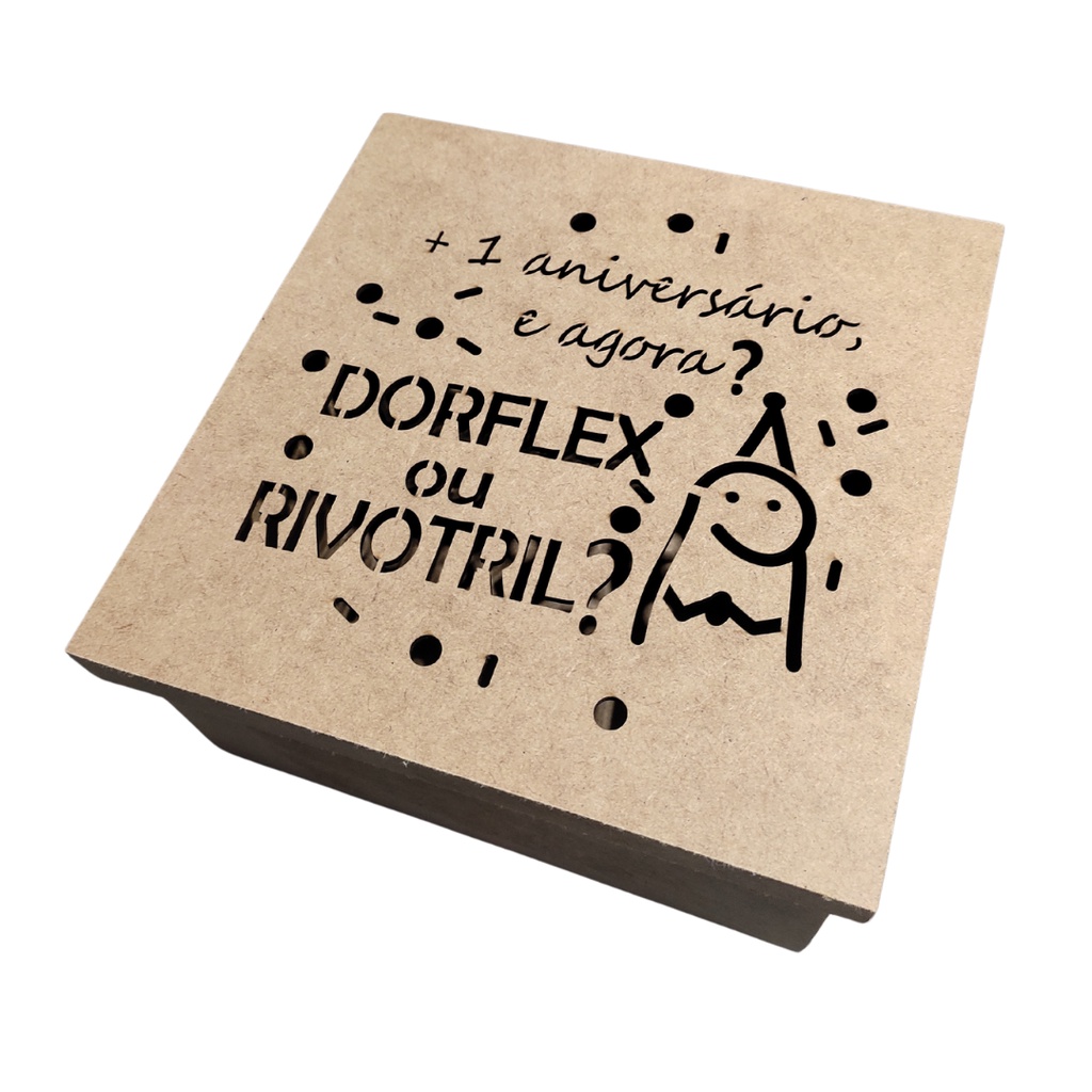 Caixa Bento Flork Meme 20 x 20 x 5 com Desenhos Variados em MDF