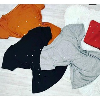 Kit 5 T-shirt Blusa Feminino Com Perolas bem elastano verao moda Fabrica Atacado Revendo