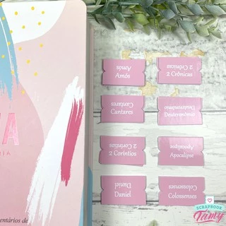 Abas Personalizadas Para Bíblia | Cores: Rosa | Índice Adesivo - Bible Journaling | Scrapbook By Tamy