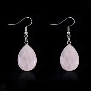 Par De Brinco feminino pedra natural quartzo rosa pedrinha de gota para paria verão PRAIA