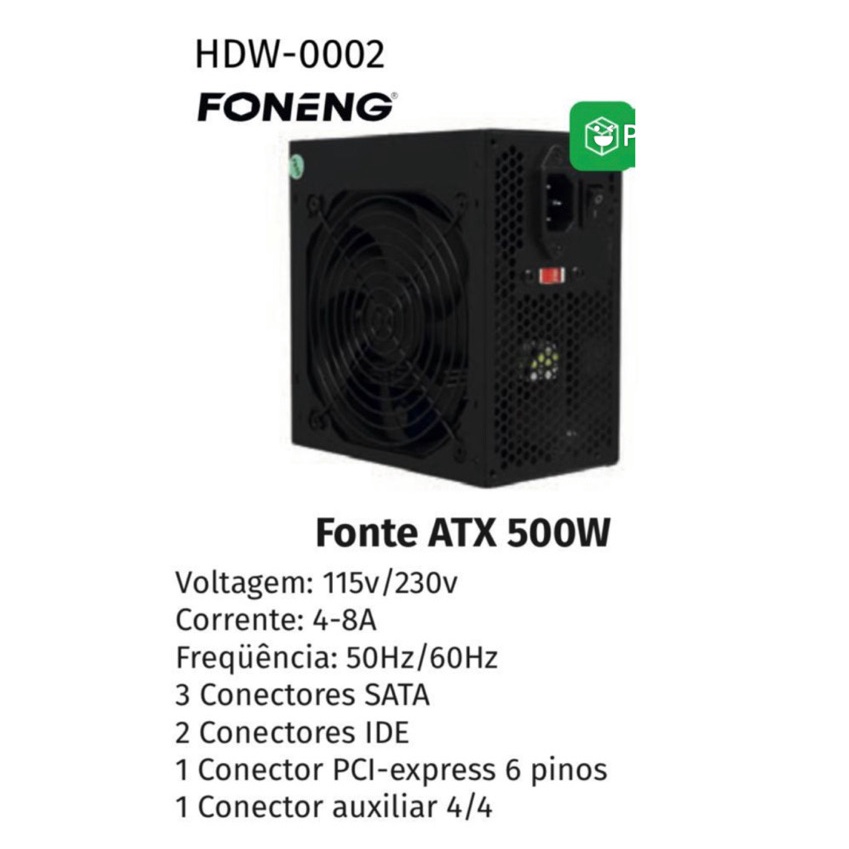 Fonte Atx Para Pc 500w Foneng Hdw-0002