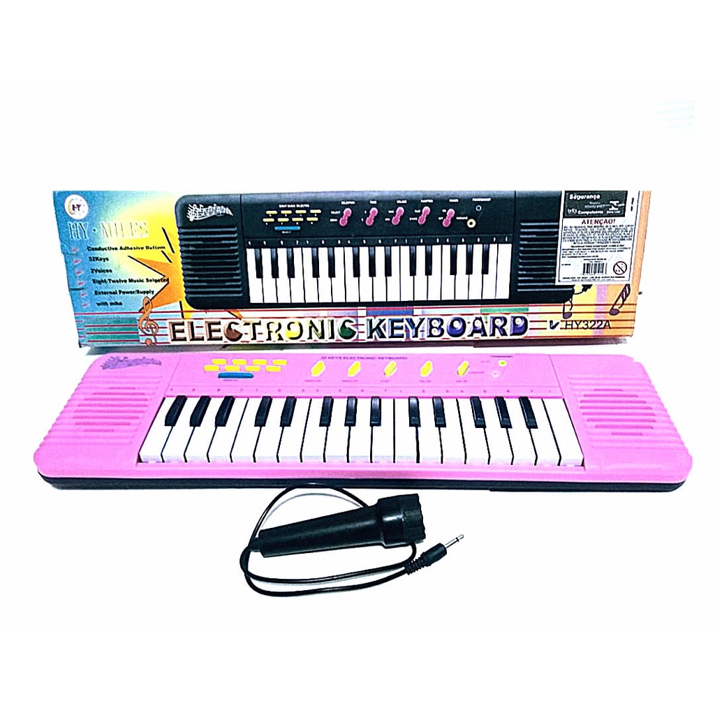 Teclado Piano Infantil Com Microfone Rosa em Promoção na