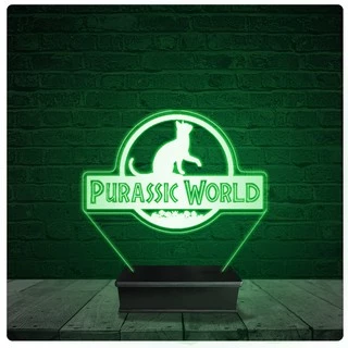 Luminária Abajur Acrílico Led - Gatos Park Wolrd