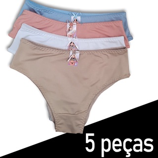 Kit 5 Calçolas Plus Size, Calsinha Calsola Senhora Cintura Alta, Calcinha lateral larga