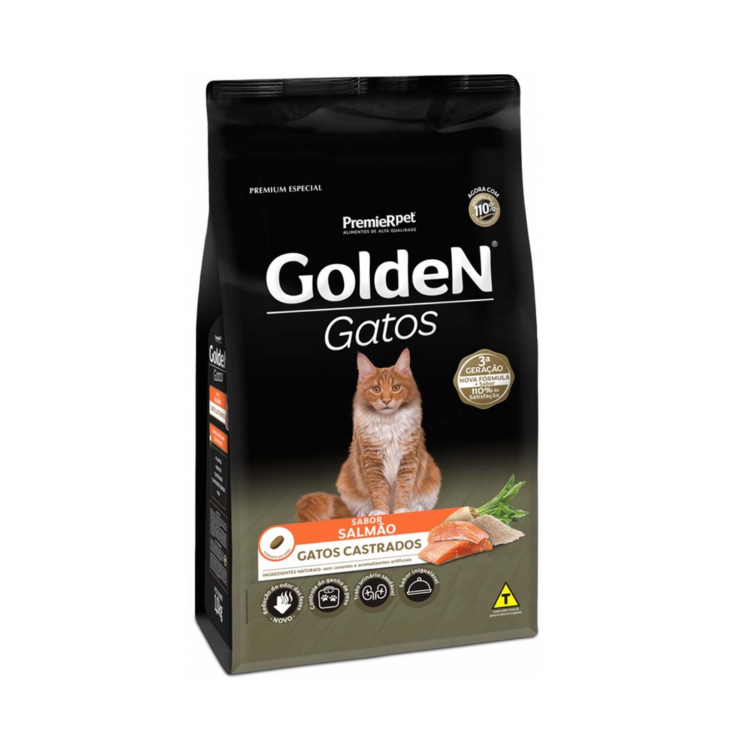 Ração Golden Gato Castrado Salmão 10,1 Kilos