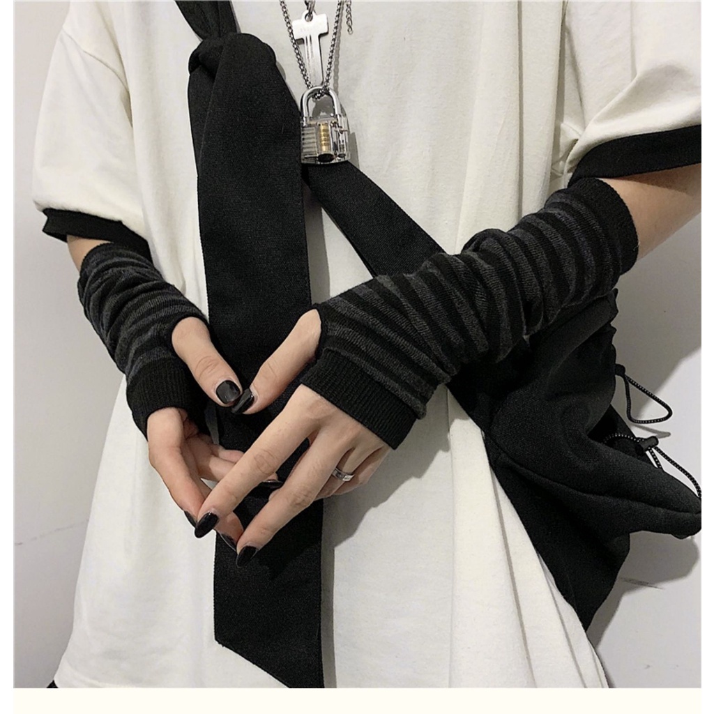 Punk EMO Style Streetwear Women Wrist Arm Warmer Knitted