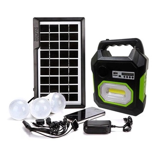 Kit Luminaria Solar Placa Bluetooth Emergencia Radio Fm Usb Micro Sd Lanterna Energia 3 Lampadas