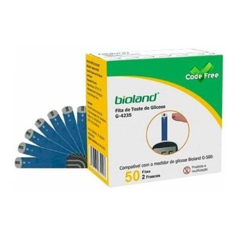 Fita Teste Glicose Code Free Com 50 Tiras Bioland | Shopee Brasil