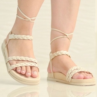 Sandália Rasteira Feminina Papete Birken Flatform Trançada de Amarrar