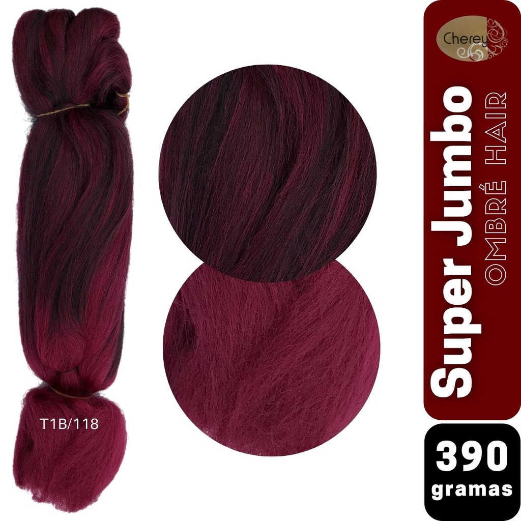 Super Jumbo Cherey Cor T1B/118 Preto/Vermelho Cereja 390 Gramas