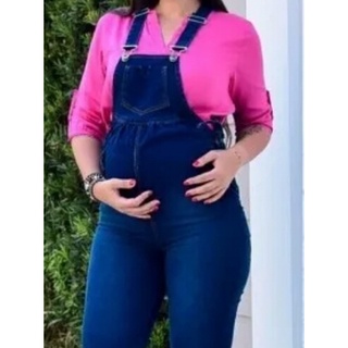 macacão jeans para grávida em Promoção na Shopee Brasil 2023