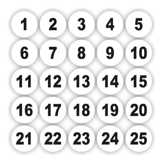 Adesivos Numerados 1 A 100 Redondo Fundo Branco Medida 2cm