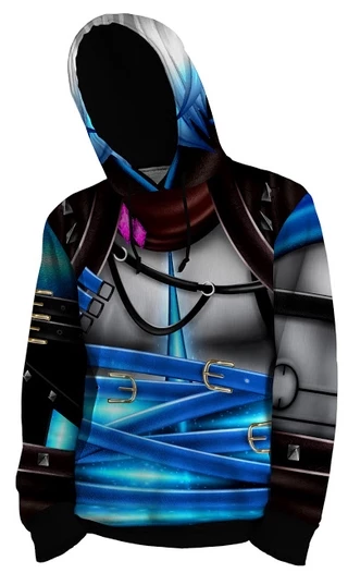 Blusa Frio Moletom Canguru 3D Jogo Skin Azul Ártico