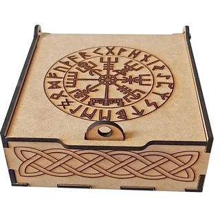 Jogo de Runas Nórdicas com 25 Runas e Caixa em MDF 3mm cortada e gravada a laser