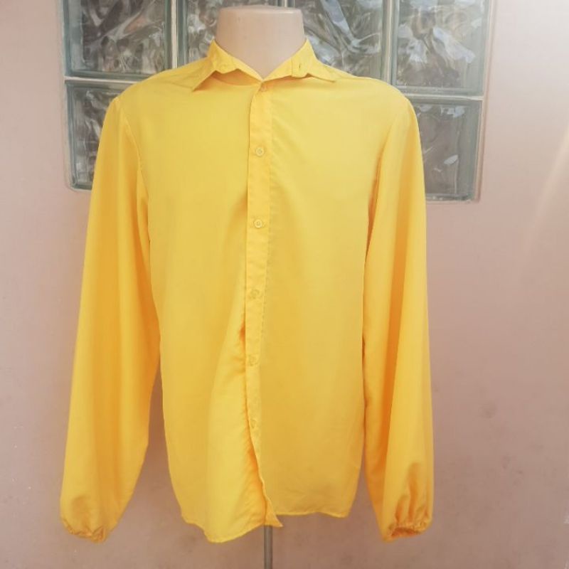 Camisa Masculina _ Amarela _Usada_Medidas_no_anuncio