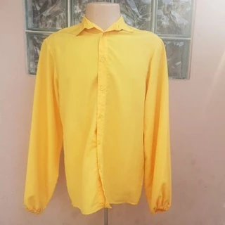 Camisa Masculina _ Amarela _Usada_Medidas_no_anuncio