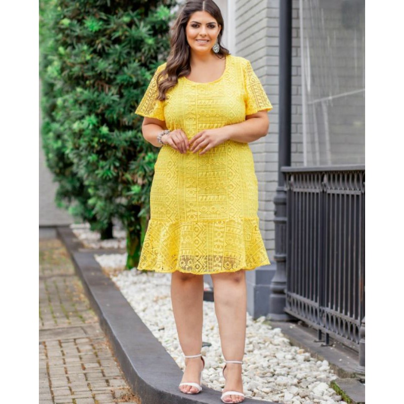 Vestido amarelo curto cheap de renda