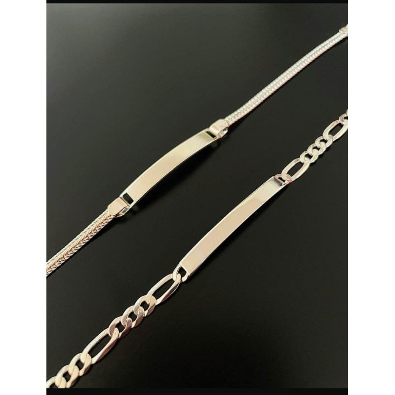 conjunto 2 pulseiras chapa prata 925 casal com gravação