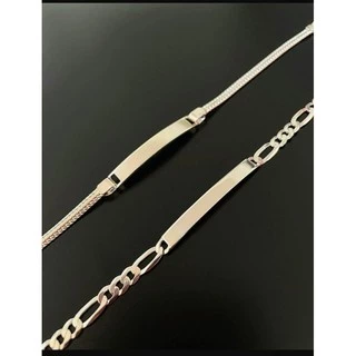 conjunto 2 pulseiras chapa prata 925 casal com gravação