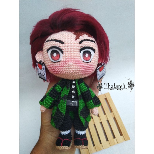 Boneco Tanjiro Kamado amigurumi crochê Demon Slayer