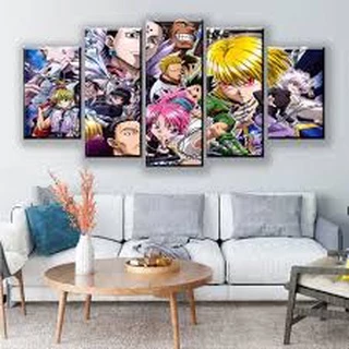 Quadro mosaico 5 Peças Hunter X Hunter mdf