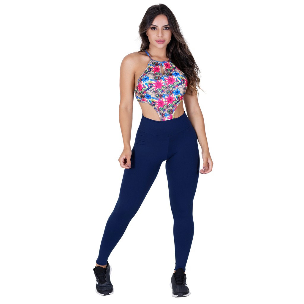 Conjunto Preto e Rosa Fitness Feminino Lindo Top Decote V Costa Sem Bojo e  Calça Legging Conforto Roupa de Academia Ginástica - Compre Agora