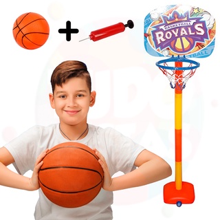 Kit Mini Cesta De Basquete Infantil Móvel Com Pedestal Suporte Tabela Bola E Inflador Regulável