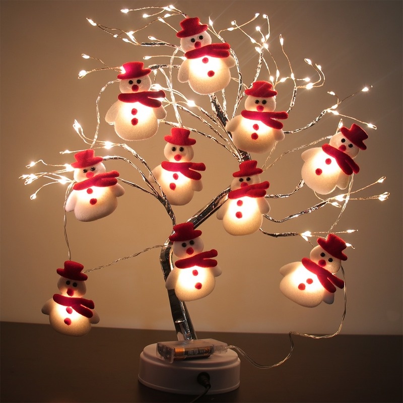 Árvore de Natal do boneco de neve LED Garland String Light decorações de Natal feliz