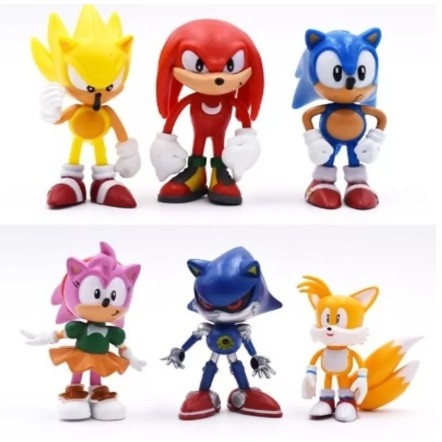 Kit 6 bonecos da turma do Sonic (modelos a escolher) (Sonic, Tails, Dr  Robotnik, Knucles, Amy)