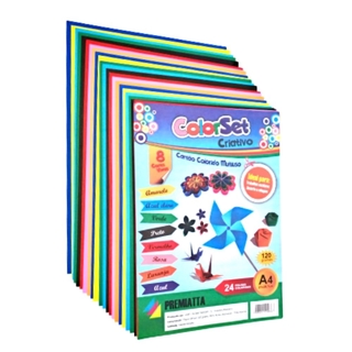 PAPEL CRIATIVO COLOR SET A4 8 CORES 120g 24 FOLHAS PREMIATTA