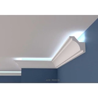 3m de Moldura rodateto de XPS liso 9cm Sanca p/ fita de LED iluminação indireta ñ gesso eva madeira pvc