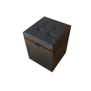 Kit 2 Puff Baú Quadrado 1 Lugar - 36x36cm - Preto CORINO