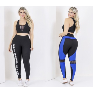 Roupa Fitness Feminina Top Cropped E Legging Academia Frio INVERNO (Royal,  M)