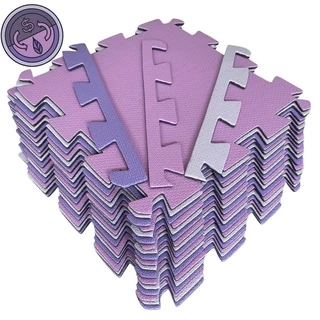 Kit 16 Tapetes Tatames EVA 50x50 1cm - Tons de Rosa e Lilás Econômico