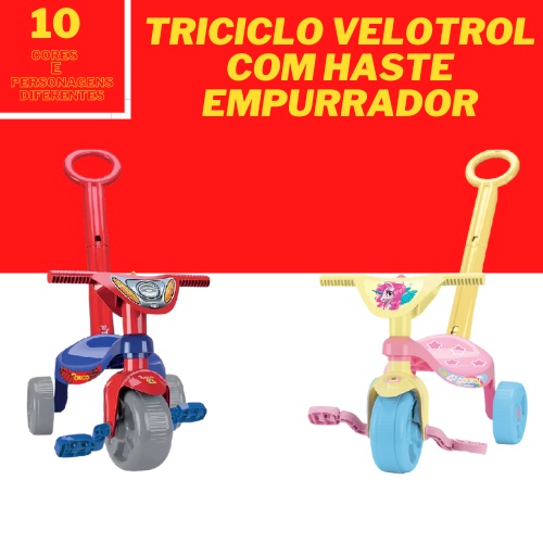 Triciclo Motoca Velotrol Infantil Velocípede Com Empurrador Tico