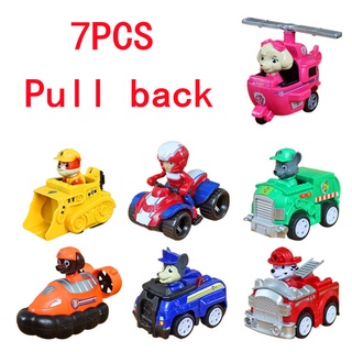 7pcs Fun Paw Patrol Dog Action Figuras Doll Pull Back Racer Car Set Kids  Baby Boy Girl Toy