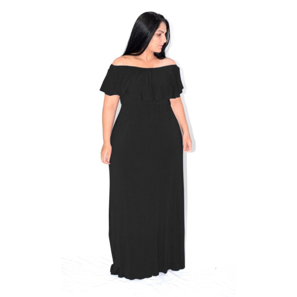 Vestido ombro a ombro plus 2024 size longo