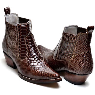 Bota Country Masculina Bico Fino Textura Fácil de Calçar Sapataria Martins 1061