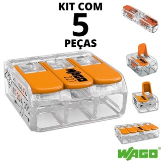 5un Conector Elétrico Emenda e Derivação Wago Original 2, 3 ou 5 vias 4 ou 6mm²