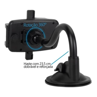 Suporte Veicular Celular 360º Fixação Ventosa Haste Firme Gps Ajustável Universal