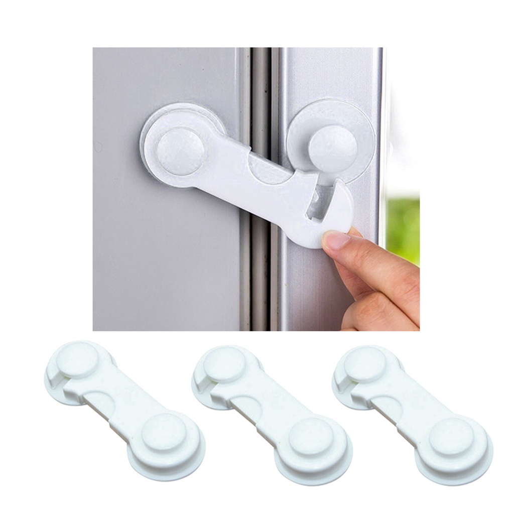 kit com 3 travas para portas e geladeiras proteção crianças coloridas