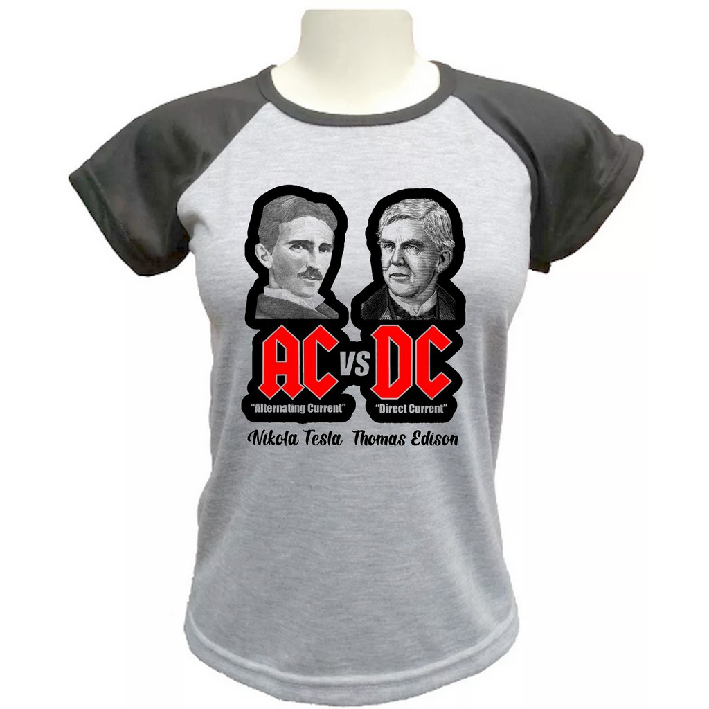 Babylook Ac Dc Nikola Tesla X Thomas Edison | Shopee Brasil