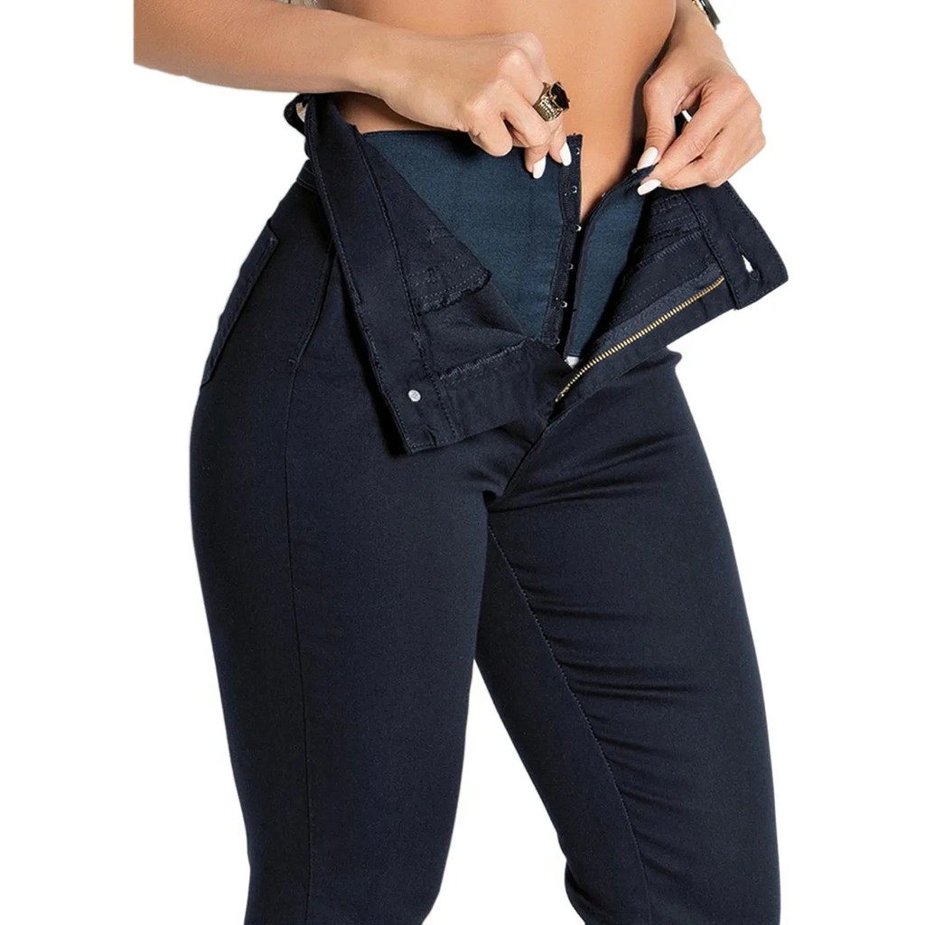 Calça jeans modeladora super lipo flare empina bumbum