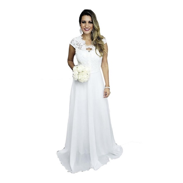 Vestido De Noiva Casamento Praia, Campo, Simples Elegante Shopee