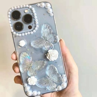 [Escolha De Valor] Estojo Glitter Fashion Pearl Butterfly Para Iphone 14 pro max 13 12 Pro11Pro XR Xs 8 7Plus Ultra Fino À Prova De Choque Capa Macia TPU Coveriphone