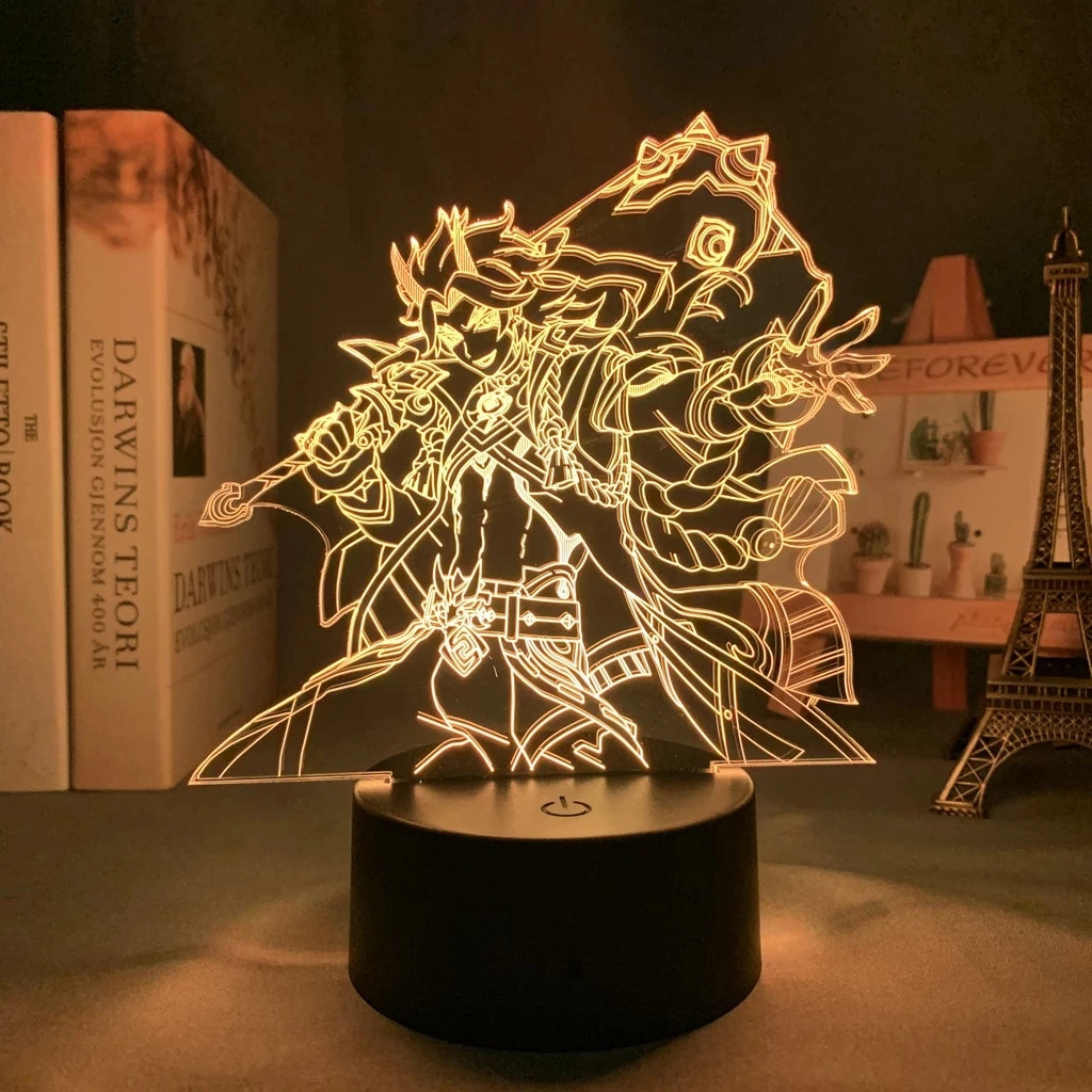 Genshin Impact Night Light Artaki Itto Figura Cores Mudando Lâmpada Do Quarto Decoração Legal Presente Para Gensin Fãs