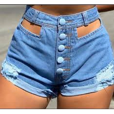 Kit 02 Shorts Jeans Cintura Alta Meia Coxa Lycra Roupas Femininas