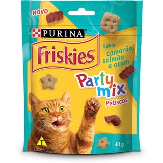 Petisco Friskies Party Mix Camarão, Salmão e Atum para Gatos Adultos 40g - Nestlé Purina