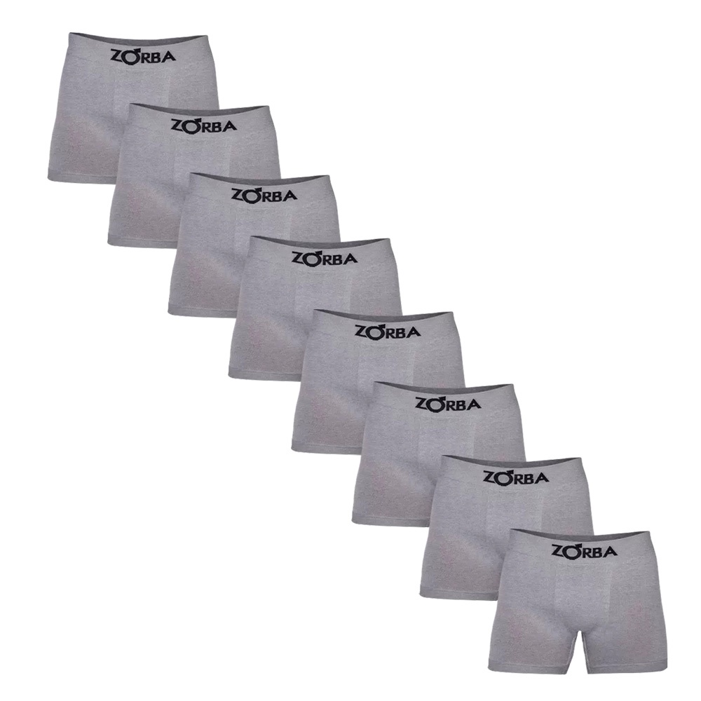 Kit 8 Cuecas Boxer Zorba Algodão Cinza Sem Costura 781