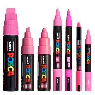KIT 6 Posca Cor Rosa com várias pontas Uniball